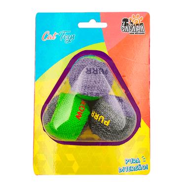 Imagem de Brinquedo Para Gatos Bolinhas Savana Pet 3 unidades