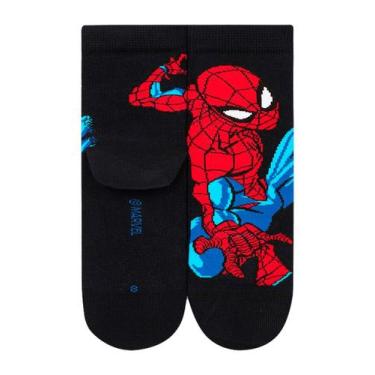 Imagem de Meia Infantil Cano Médio Homem Aranha 2445-040 - MARVEL, Preto, 24/29