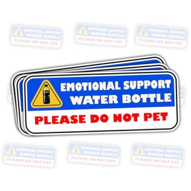Imagem de 3 peças de adesivos de garrafa de água de suporte emocional Please Do Not Pet – Decalques engraçados com citação de autocuidado para quem pensa demais, ansiedade, presentes hilários para quem busca
