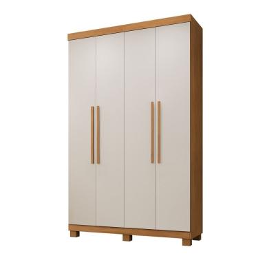 Imagem de Guarda Roupa Milão 4 Portas 3 Gavetas 5 Prateleiras Cinamomo Off