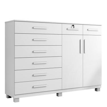 Imagem de Cômoda New Triunfo 8 Gavetas 2 Portas 2 Prateleiras Branco