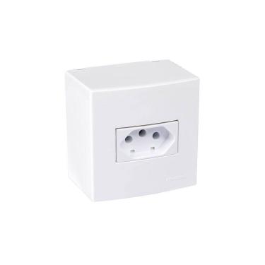 Imagem de Caixa de Sobrepor 75x75 com Tomada MarGirius Sleek 2P+T 20A Branca