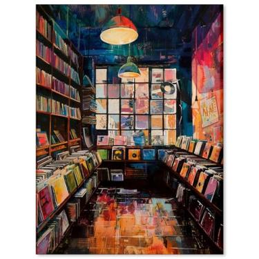 Imagem de Jefuzh Pôster de loja de discos de vinil capa de álbum de música arte de parede vintage impressões estéticas para amantes de discos de vinil decoração de parede sala de estar quarto 20 x 25 cm sem