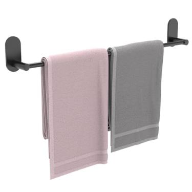 Imagem de WZRUA Toalheiro autoadesivo para banheiro 24ich aço inoxidável e liga de zinco sem broca, suporte de toalha resistente para cozinha, armário, porta, chuveiro, preto fosco