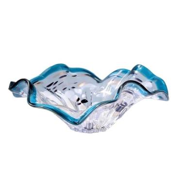 Imagem de Tigela de frutas de vidro, prato de frutas, tigela decorativa de vidro colorido para casa, escritório, decoração de casamento, frutas, lanche, sobremesa, servidor de frutas