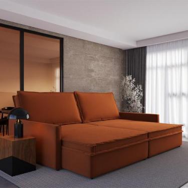 Imagem de Sofá sem Caixa Retrátil e Reclinável Tunísia 4 Lugares Velosuede Terra