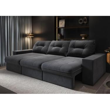 Imagem de Sofá Toscana 3 Lugares Retrátil e Reclinável Suede 230cm - CIALAR MÓVE