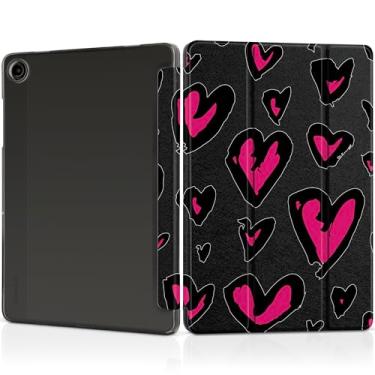 Imagem de MEEgoodo Capa para Samsung Galaxy Tab A9 Plus 27.9 cm 2023 (compatível com o modelo SM-X210/X216/X218), capas para tablet A9+ com textura de seda e capa traseira transparente para PC, coração