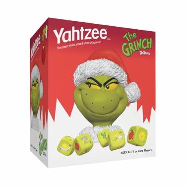 Imagem de YAHTZEE Grinch Dice Game, Collectible Grinch Dice Cup with Green Dice, Christmas Themed Family Board Game, Classic Game with a Festive Dr. Seuss Twist, Officially Licensed Dr. Seuss Game & Merchandise