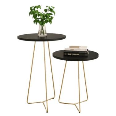 Imagem de Mesas Apoio E Lateral Redonda Pés De Ferro Dourado(Preto)