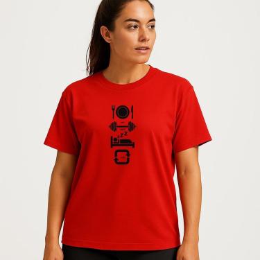 Imagem de Camiseta Feminina Algodão Comer Treinar e Dormir Dia a Dia Caminhada Exercicios Academia-Feminino