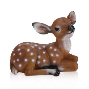 Imagem de Estátua de cervo sika de resina, imitação de escultura de cervo sika fofo, ornamentos de modelo de animal para decoração de jardim, cena, casa, pátio, quintal