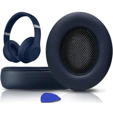 Imagem de SoloWIT Almofadas de Substituição para Beats Studio 2 & Studio 3 com Fio e Sem Fio Auscultadores, Almofadas com Couro de Proteína Suave, Espuma com Memória de Isolamento Acústico-Azul Marinho