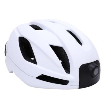 Imagem de Dpofirs Capacete de Bicicleta Com Câmera Bluetooth, Capacete de Bicicleta Inteligente Com Sistemas de Luz Traseira Inteligente, Gravador de Vídeo 1080p (Branco)