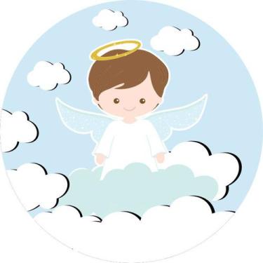 Imagem de Painel de Lona Redondo Batizado Anjinho - Fabrika De festa, 180x180cm