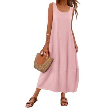 Imagem de Vestido de verão casual Maxi MEROKEETY 2025 Vestido rosa de praia de v