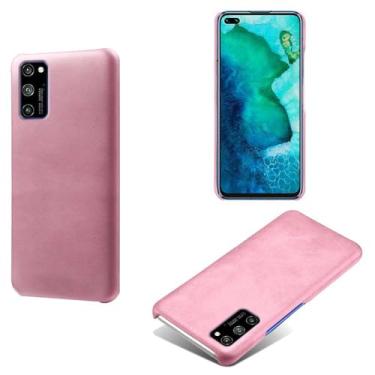 Imagem de Capa para Huawei Honor V30 PRO,Proteção contra quedas,Casca de volta de cor sólida simples,Design de couro de imitação de plástico-Pink