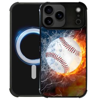 Imagem de DAIZAG Capa para Z10MJ Pro Max, [Compatível com Magsafe] Capa de telefone macia à prova de choque com cantos Air-Guard para meninos e homens, beisebol Ice Fire