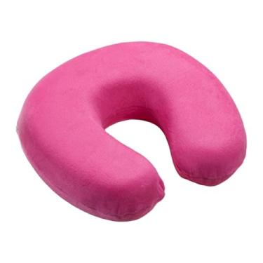 Imagem de BaotyJie Travesseiro de viagem para pescoço, apoio de cabeça, respirável, ergonômico, formato U, para uso em carro, casa e escritório, Rosa Vermelha