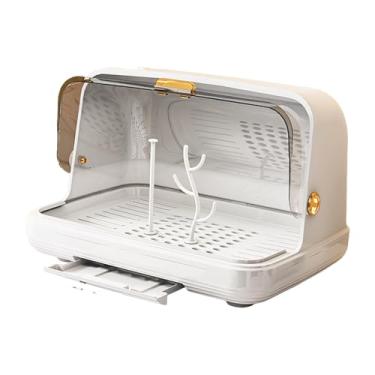 Imagem de menolana Escorredor de pratos para mamadeiras, escorredor de pratos, armário de cozinha, caixa de armazenamento de mamadeiras portátil, organizador para, Meio Branco