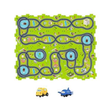 Imagem de Luwecf Pista de Brinquedo Quebra-cabeças de Veículos Pista de Jogo Conjunto, Pista de Quebra-cabeça Placas Trilhos Construção Brinquedos para Pré-escola, Modelo urbano 20 peças