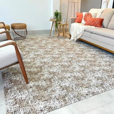 Imagem de Tapete Dubai Jacquard 200 x250cm Interior Moderno Antiderrapante Retangular (Marrom Claro Mesclado)