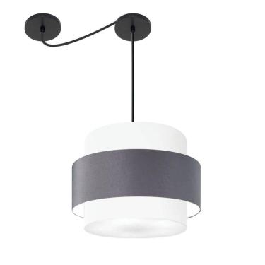 Imagem de Lustre Sala De Jantar Com Desvio Vivare Md-4398 Cúpula Em Tecido 45cm Branco-cinza-escuro-branco 127/220v