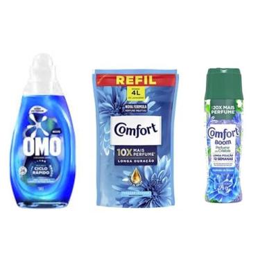 Imagem de Kit Lavagem Completa Omo Ciclo Rápido + Amaciante Comfort + Cristais Boom