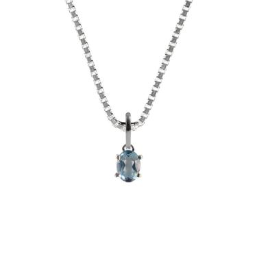 Imagem de Colar 50Cm Prata 925 Topázio Azul Natural E Verdadeiro