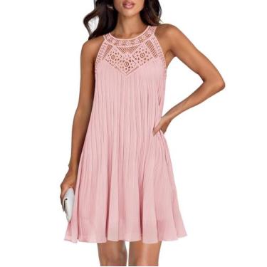 Imagem de Vestido feminino ZESICA, chiffon de verão 2025, rosa, tamanho L