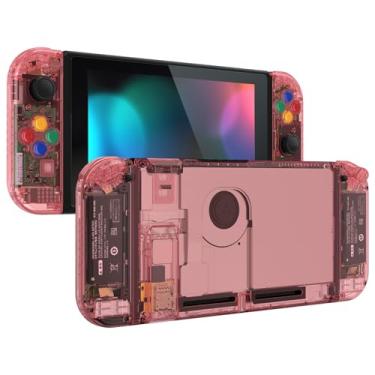 Imagem de eXtremeRate DIY Replacement Shell Buttons for Nintendo Switch, Custom Back Plate for Switch Console, Housing Case with Colorful Buttons for Joycon Handheld Controller - Crystal Cherry Pink