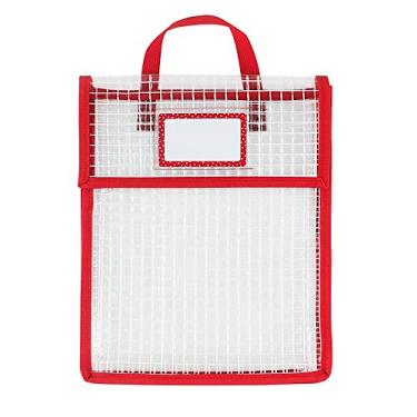 Imagem de Bolsas de livros transparentes portáteis para estudantes com compartimento para etiqueta de nome, bolsa de armazenamento de documentos, organizador de pastas de documentos de PVC, à prova d'água