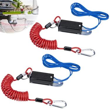 Imagem de Interruptor de separação de reboque de 2 peças, com cabo de freio de reboque enrolado de 1,5 m, kit de separação de reboques com pino de puxar, fio de reboque de mola de aço, cabo de freio de