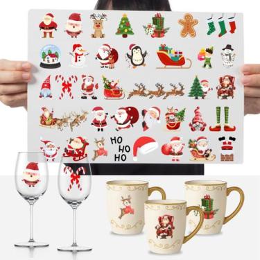 Imagem de Cartelas Adesivos Natalinos Feliz Natal Papai Noel DTF UV - Graviarte