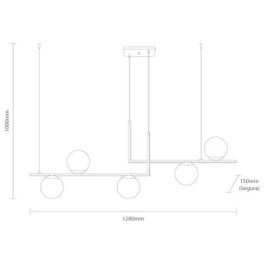 Imagem de Lustre Pendente Jabuticaba Havana Duo L5 Vidro Globo Leitoso