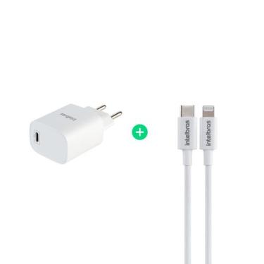 Imagem de Kit Carregador Power com Cabo USB-C Lightning 1,2m em PVC - Intelbras