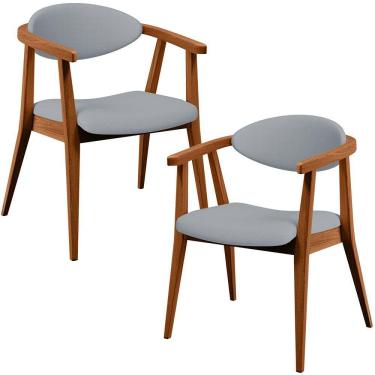 Imagem de Kit 02 Poltronas Decorativas Para Sala de Estar Jantar Cecília L02 Facto Cinza - Lyam Decor