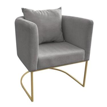 Imagem de Poltrona Paola Linho Base Metálica Dourado grafite A26 - D'ROSSI