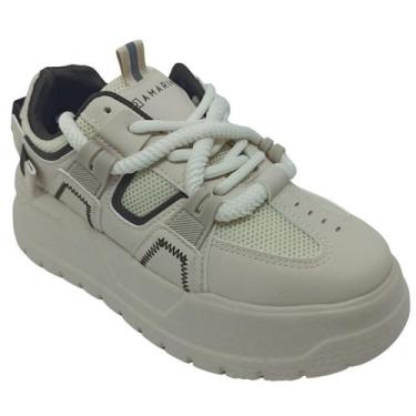 Imagem de Tênis Ramarim Feminino Plataforma 6cm, Creme, 37