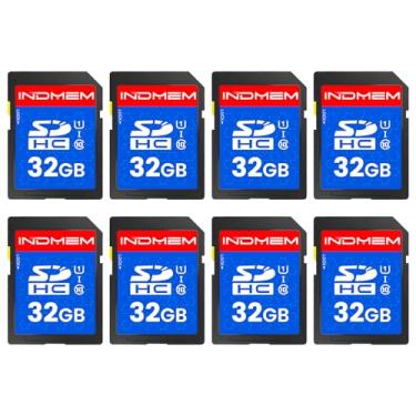 Imagem de Cartão SD INDMEM 32GB, 8 pacotes Classe 10 32GB Cartão de memória Flash MLC Cartões digitais seguros padrão cartão de câmera
