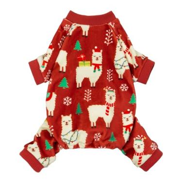 Imagem de Fitwarm Pijama de Natal para cães alpaca, roupas de Natal para cães pequenos, meninos e meninas, roupa para animais de estimação, vermelho, verde, branco, médio