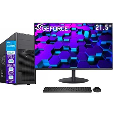 Imagem de Computador Completo Skill Pro Intel 11ª Geração Core i5 11400F 16GB DDR4 Placa de vídeo Geforce 2GB SSD 256GB Monitor 21.5" LED Windows 11 SP-087