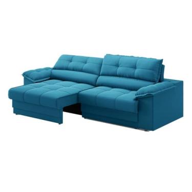 Imagem de Sofá Reclinável com USB Retrátil Mimo 2,50m Netsofas Cor Azul