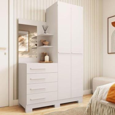 Imagem de Guarda Roupa Solteiro 110cm 2 Portas e 4 Gavetascom Espelho Flex Color