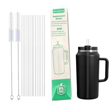 Imagem de 6 canudos reutilizáveis para Stanley Quencher H2.0 de 1,8 g com alça | Acessórios de copo Stanley com 2 escovas de limpeza de canudo extra longas | Canudos de substituição de plástico Tritan