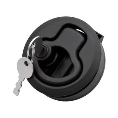 Imagem de Puxador de Pressão Náutico com Chave Preto 62x38mm - Genérica