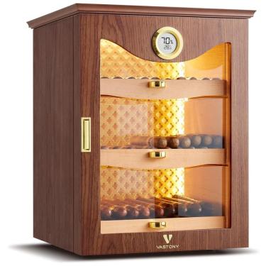 Imagem de Umidor de Charutos com LED, Cedro Peruano, Higrômetro de Precisão, Presente Elegante para Amantes de Charutos,Vastony.