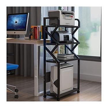 Imagem de SUNESA Suporte de impressão móvel escritório casa 4 camadas suporte de impressora rack de armazenamento multiuso organizador de chão prateleira de armazenamento armário móvel sobre rodas mesa de