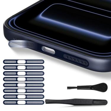Imagem de 8 peças de proteção contra poeira para alto-falante para iPhone 17 Pro Max compatível com fone de ouvido para iPhone 17 Pro Max, adesivo de malha antipoeira, acessórios para iPhone 17 Pro Max, (azul