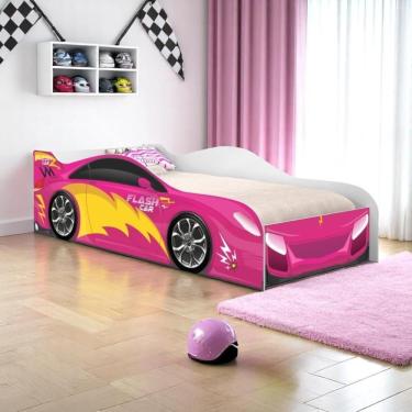 Imagem de Cama Carro Solteiro Joy Menina Rosa Solteiro Com Colchão